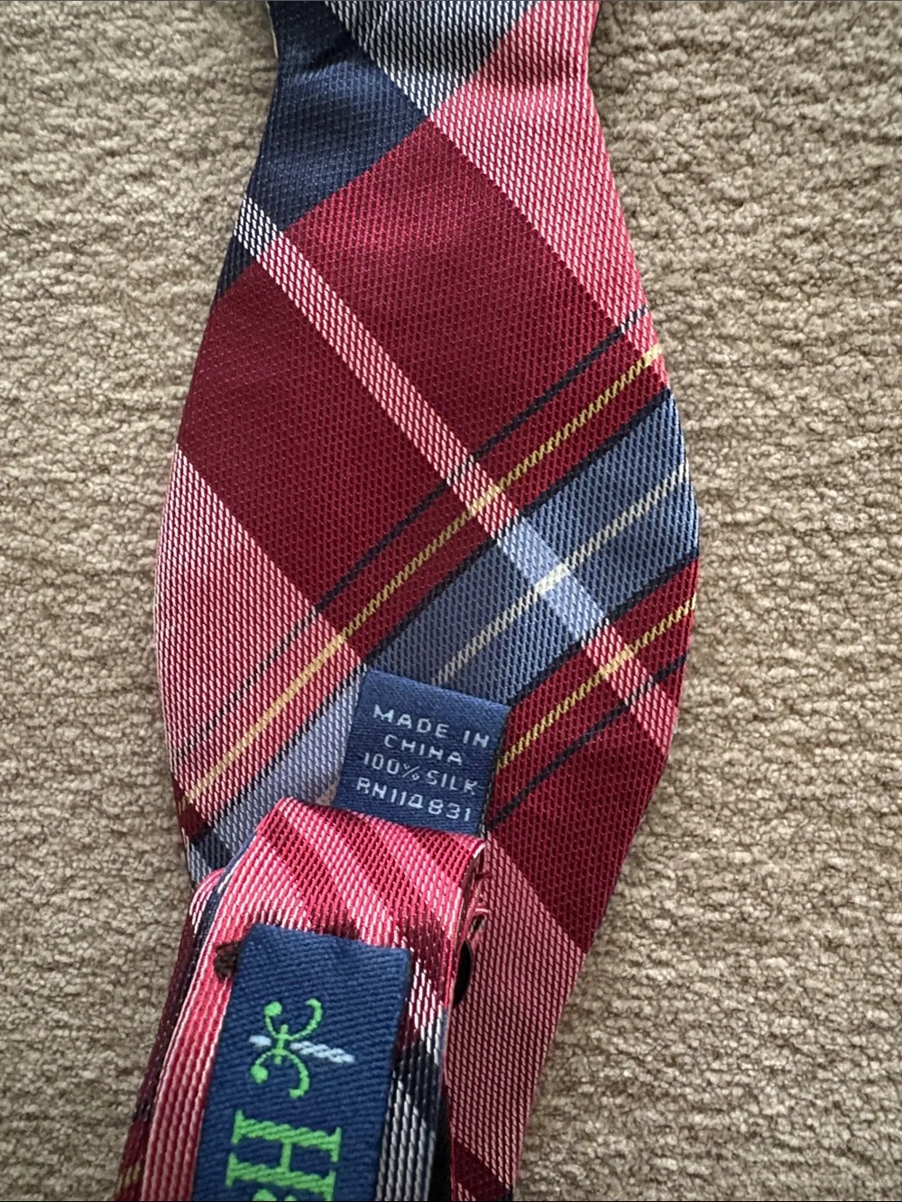 Haspel Plaid Bow Tie with Adjustable Self Tie EUC